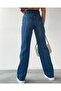 A.C.A.I.P Dark Blue Lycra Super High Waist Wide Leg Denim Palazzo Pants - 3