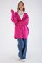 Fuchsia V-Neck Heart Buttoned Knitted Cardigan