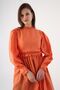 Orange Ruffle Detailed Gathered Waist Tunic - 5