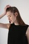 Women's Black Sleeveless Crew Neck Skirt Pleated Blouse Underwear - 5