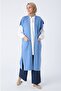 Long Knitwear Vest with Blue Pockets