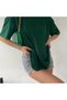Green Crew Neck Cotton Oversized Boyfriend T-shirt - 3