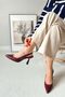 Spark Matte Leather Burgundy Pointed Toe Back Open Stiletto Evening Dress Cherry Red Heeled Women's Shoes - 4