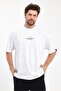 Men's I Swear Printed Oversize 100% Cotton Loose Wide Cut Crew Neck Soft Textured White T-Shirt