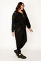 Women's Large Size Black Pearl Detailed Hooded Tracksuit 65n30435 - 6