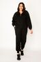 Women's Large Size Black Pearl Detailed Hooded Tracksuit 65n30435 - 3