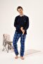 Men's Winter Buttoned Collar Checked Bottom Fleece Pajama Set - 7