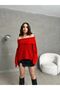 Madonna Collar Ribbed Knitwear Sweater Red - 3