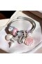 Pink Seashell Cross Bracelet Silver