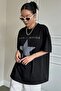 Women's Black Imposible Star Printed Oversize T-shirt - 3