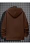 Unisex Brown Printed Thick Hoodie with Kangaroo Pocket - 2