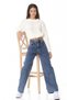 Dark Blue Lycra Super High Waist Loose Jeans Palazzo Trousers. (SUPER HIGH) Wide Leg - 4