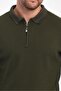 Polo Neck T-Shirt - Cotton, Zipper Detail and Self Patterned - 3