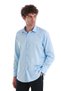 Blue Classic Fit Plain 100% Cotton Slim Collar Long Sleeve Satin Shirt - 4