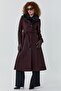 Burgundy Faux Fur Coat - 4