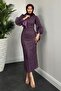 Glittered Didem Pencil and Evening Dress - Plum