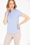 Women's Blue Basic Polo Collar 50266348-VR036 - 3