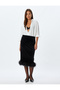 Evening Dress Skirt Midi Velvet Feather Detailed Slim Fit
