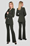 Men's Lapel Collar Blazer Jacket & Spanish-Cut Trousers - Khaki - 1034530 - 3