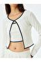 Long Sleeve Crop T-Shirt Bias Crew Neck - 5