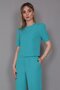 Boat Neck Short Sleeve Blouse-Turquoise - 3507100 - 6