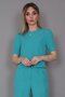 Boat Neck Short Sleeve Blouse-Turquoise - 3507100 - 3