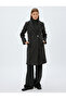 Double Breasted Long Stamp Coat with Hidden Pockets - 3