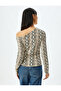 Off-The-Shoulder Body Asymmetrical Neckline Long Sleeve Snake Skin Print Draped - 4