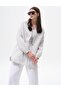 Gray Shiny Stone Detailed Jacquard Jacket - 3