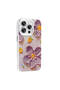 iPhone 14 Pro Max Case Flower Pattern Shiny Stone Hard Silicone Zore Garden Cover - White - 4