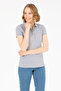 Women's Grey Melange Basic Polo Collar 50266348-VR086 - 3