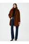 Oversize Coat Double Breasted Buttoned Pockets Removable Faux Fur