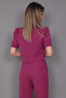 Boat Neck Short Sleeve Blouse - Fuchsia - 3507100 - 3