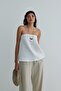 Ecru 100% Linen Mill Strapless Blouse - 3