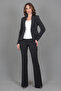 Collared Single Button Jacket & Flared Trousers Set-Smoked - 3