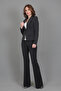 Collared Single Button Jacket & Flared Trousers Set-Smoked - 2