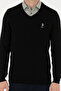Men's Black V-Neck Sweater 50268937-Vr046 - 6