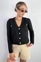 Women's Lia Black Gold Buttoned Knitwear Cardigan - 5