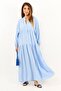 Prive Women's Base 100% Viscose Blue Maxi Length Layered Balloon Sleeve Long Summer Dress