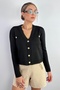 Women's Lia Black Gold Buttoned Knitwear Cardigan - 9