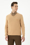 Men's Slim Fit V-Neck Sand Melange Sweater 50269004-Vr123 - 2