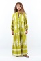 Prive Oil Green Maxi Length Viscose Long Dress - Shawl Pattern - 6
