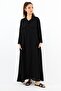 Prive Shirt Collar 100% Viscose Black Long Summer Dress - 5
