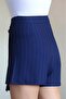 Women's Navy Blue Cream Striped Shorts Skirt - 7