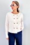 Women's Sima Gold Metal Buttoned Ecru Knitwear Cardigan - 4