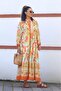 Orange Floral Patterned Prive Women's Long Katleya Dress - 4