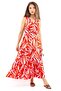 Women's Santorini Coral Viscose Dress with Elastic Waist