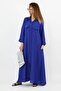Prive Women's Plain Cobalt Blue 100% Viscose Maxi Length Summer Long Dress with Pockets - 6