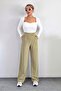 Line Women's Lycra Velcro Closure Oil Green Palazzo Trousers - 8