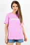 Women's Oversize 100% Cotton Long Pink T-Shirt with Motto Written - 5